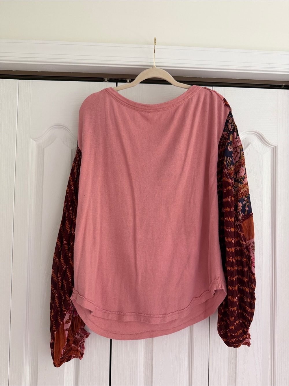 Free People Dusty Rose Peasant Sleeve Henley Top - Picture 6 of 7